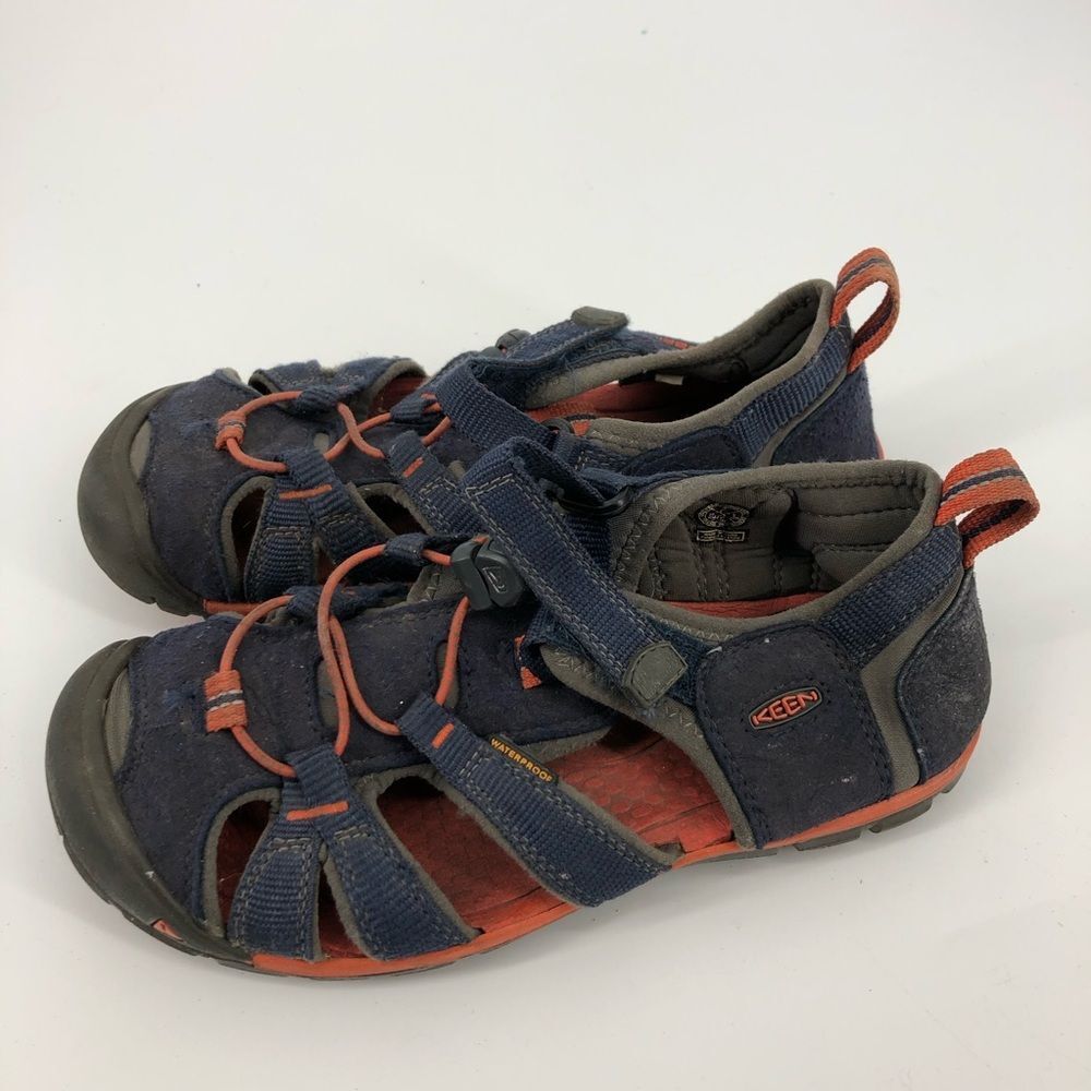 Keen Sandals Boys Size 3 Navy Blue Orange Waterproof